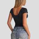 Trendy Queen Womens Summer V-Neck Backless Cute Tops Short Sleeve Sexy Slim Fit T-Shirts Y2K Clothes Corset Cami 2025, S
