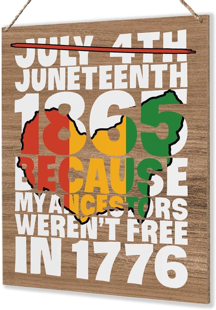Juneteenth Independence Day Decorations Outdoor Freedom Day Hanging Door Decor African American Black History Festival Celebration Sign 8 x 10 inches