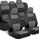 BDK PolyPro Car Seat Covers Full Set in Gray on Black, Front and Rear Split Bench Seat Covers for Cars, Easy to Install Car Seats Cover Set and Accessories for Auto Trucks Van SUV - Gray