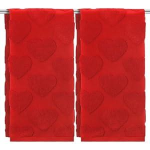 Tudomro 2 Pcs Valentine's Day Heart Decorative Towels 100% Cotton Soft Absorbent Kitchen Towels Red Jacquard Dish Cloths for Bathroom Kitchen, 13.8 x 29.5 Inch