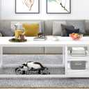 EXCEFUR White Coffee Table, Modern Rustic Wood Center Table with Storage for Living Room, Industrial Rectangle Cocktail Tea Table, 47 Inch, 47.2 Inch