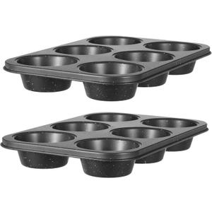 Jumbo Muffin Pan 2 Pack, Nonstick 6 Cup Muffin Tin, Extra Large Cupcake Pan for Baking, Giant Muffin & Cupcake Mold, Carbon Steel Muffin Tins, 3.3'' Cup Diameter