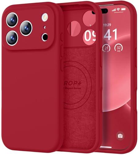 Vooii Magnetic for iPhone 17 Pro Max Case, Compatible with Magsafe (Premium Liquid Silicone) (Integrated Camera Control Button) Full Body Protective Anti-Scratch Microfiber Lining 6.9 inch, Red