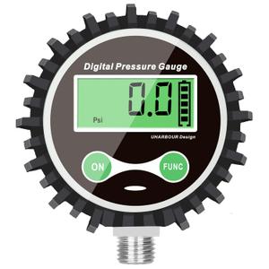 Digital Air Pressure Gauge with 1/4'' NPT Bottom Connector and Rubber Protector, 5-200psi Tire Pressure Gauge, Accuracy 1% F.S.