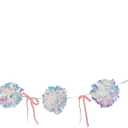 Iridescent Christmas Decorations, Xmas Banner 1 Piece, Iridescent Pompom Garland with Pink Bows, Shimmering Mantel Garland for Christmas Tree, Fireplace, Holiday Party Decorations