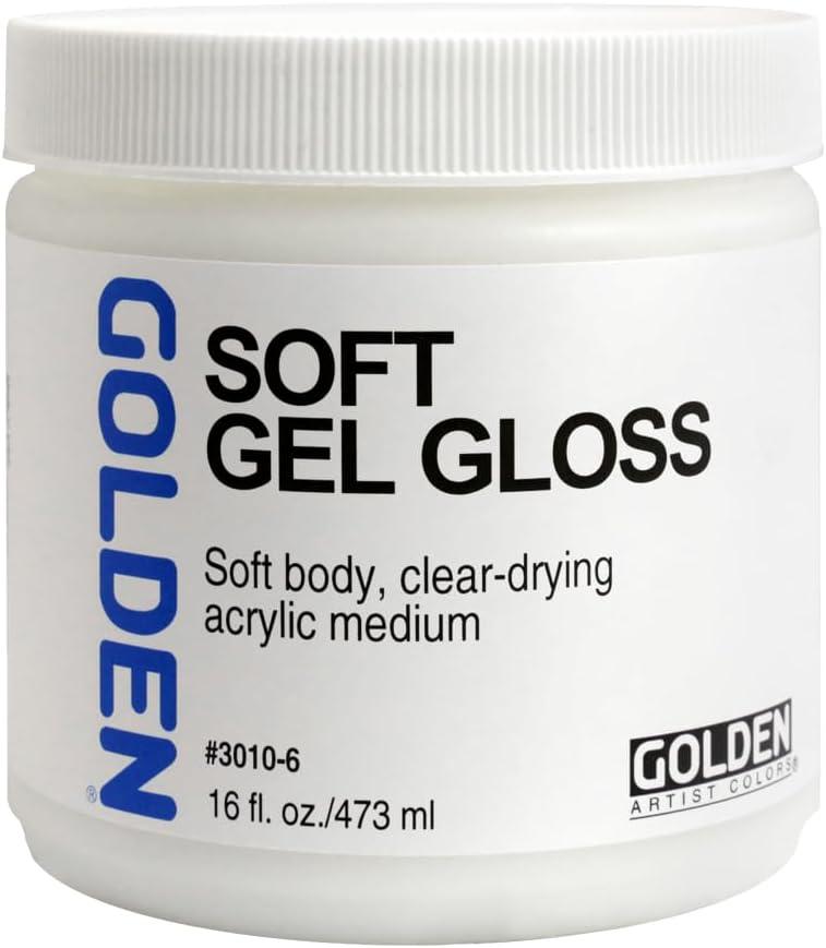 Soft Gel Gloss by GOLDEN, 16 fl. oz. Jar, Professional Acrylic Gel Medium, Transparent
