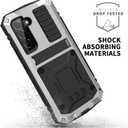 JGY Samsung S23 Metal Case with Kickstand Built-in Screen Protector Camera Glass Sturdy Military Aluminium Armor Durable Full Body Heavy Duty Shockproof Drop Tested Case for S23 (Silver)