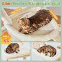 Taoqimiao 71 Inches Cat Tree for Large Cats 20lbs+, 3 Giant Perches, Multi-Level Cat Tree Tower, Widened Cat Condo with 9 Scratching Posts, Luxurious Hammcock & Basket, Beige, MS034M