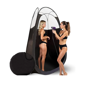 Large Deluxe Spray Tan Tent – Pop Up Tent Portable Tanning Booth with Carry Case – Clear Window for Perfect Spray Tanning – Extraction Fan Opening – Easy Clean Spray Tan for Home & Salon