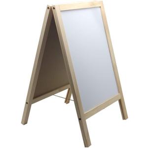 Wooden Freestanding A Frame Non Magnetic Chalkboard and Magnetic Dry Erase White Board Display Sign, Double Sided Tabletop Message Board for Home, Office and Counter 10"W x 15.6"H, White&black