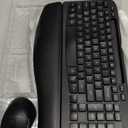 Wireless Keyboard and Mouse Combo, 2.4G Full Size Wave Keys Ergonomic Keyboard with Wrist Rest and 3-Level DPI Adjustable Wireless Ergonomic Mouse for Windows, Mac OS Desktop/Laptop/PC(Black)