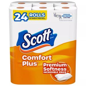 Set of 2 – Toilet Paperб Packs Scott Comfort Plus Toilet Paper – 12 Rolls = 24 Regular Rolls, Premium Softness. Unbranded/Generic Toilet Paper Pack – 6 Rolls, White