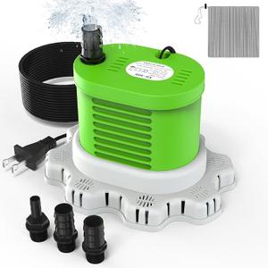 AgiiMan Pool Cover Pump Above Ground  850 GPH Submersible Water Pump for Pool Draining, Portable Small Sump Pumps with 16' Drainage Hose and 25' Power Cord, 3 Adapters, Green
