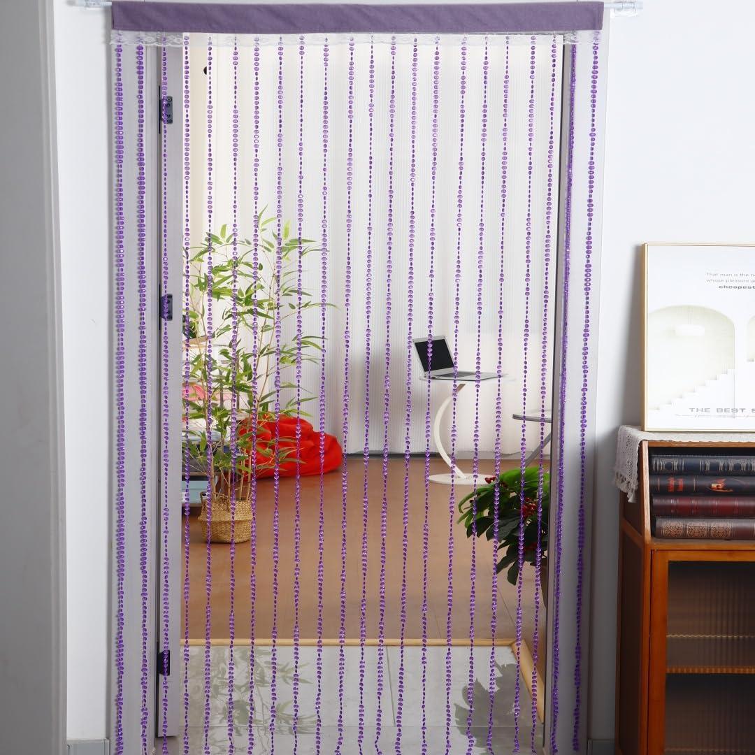 YaoYue Crystal Beaded Curtain Door Curtains Room Divider Hanging Diamond Acrylic Beads for Doorway Hippie Closet Bedroom Wall Window Backdrop Decor (35.579in/90200cm,Purple)