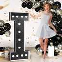 Marquee Letters Black Birthday Decorations: Large 4 Feet Tall Light Up Letters for Party Decor Baby Shower Big Foam Cardboard Letter I