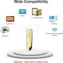 New Bee Bluetooth Earpiece V5.0 Wireless Handsfree Headset with Microphone 24 Hrs Driving Headset 60 Days Standby Time for iPhone Android Samsung Laptop Trucker Driver (Gold)