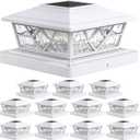 APONUO Solar Post Cap Lights 12 Pack for 4x4 5x5 6x6 Wood Vinyl Fences - Post Lights Solar Powered, IP64 Waterproof, Auto On/Off, for Deck Patio Yard (Warm & Cool White)