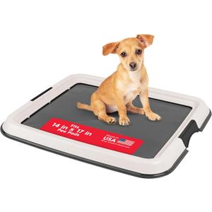 IRIS USA Pee Pad Holder for Dogs and Puppies, Potty Training Tray with Secured Latches, Non-Skid Feet, Leak Protection, Easy Clean Surface, Fits 14"x17" Puppy Pads Size, Dark Gray