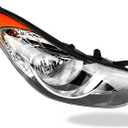 OLLEN For Hyundai Elantra Sedan 2011 2012 2013 Headlight Assembly, Chrome Housing Clear Lens Headlamps Replacement #92101-3Y000 (Right Passenger Side)