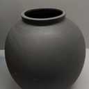 Black Ceramic Vase - Large 12.5 Inch Round Floor Vase for Centerpieces, Farmhouse Rustic Minimalist Home Decor (Sandstone Black)