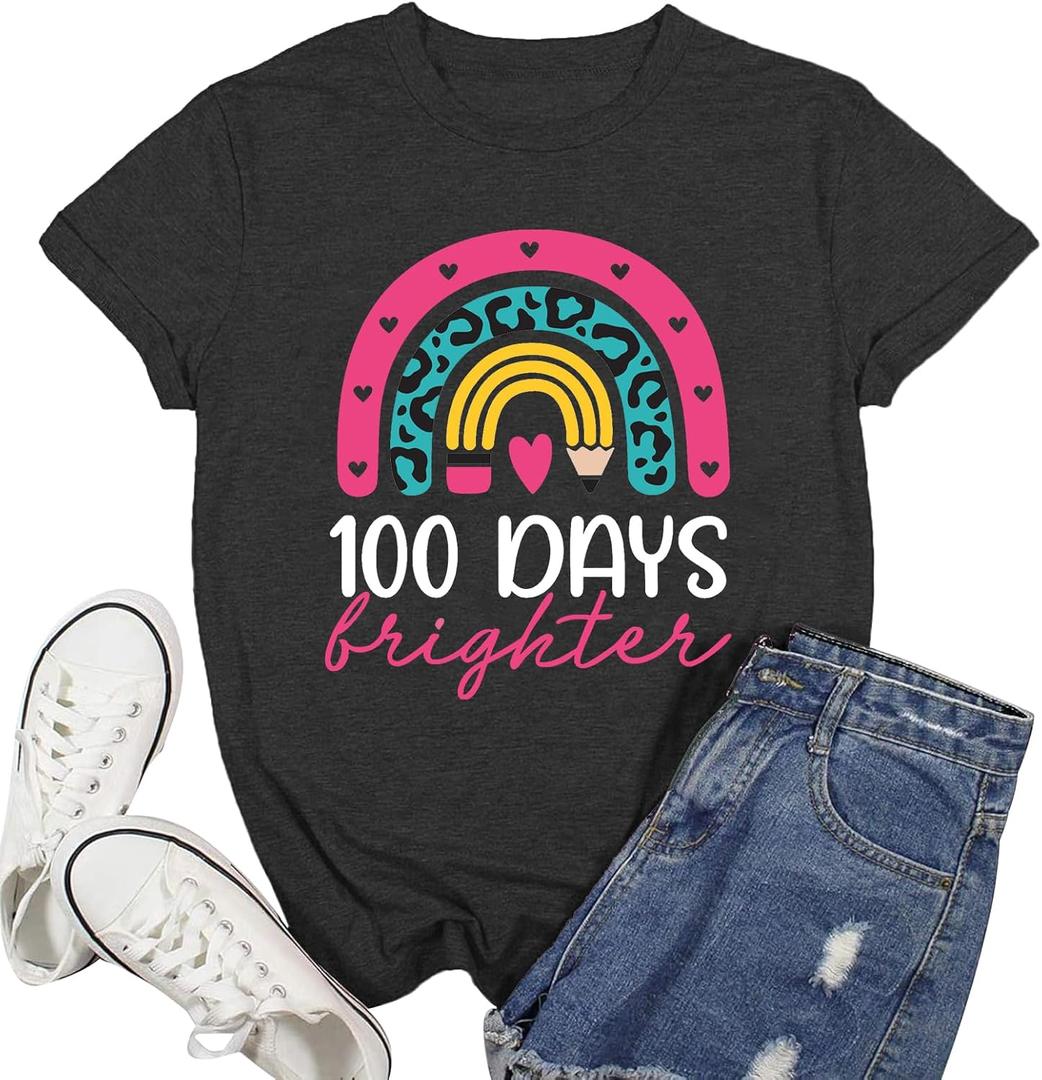 Read Shirt for Women-Reading Rainbow Short Sleeve Reading Teacher Tee Cute Librarian Shirt (Gray, L)