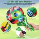 Housoutil 50pcs Soccer Football Balloons, 2026 World Flags Inflatable Cheering Sticks, International Flag Soccer Football Party Decorations Foil Balloons for 2026 Match Fan Favors