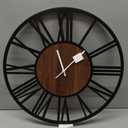 LEIKE Large Wall Clocks,Silent,Non Ticking,Battery Operated Big Retro Round Modern Wood Wall Clock for Living Room, Bedroom,Dinning Room,Farmhouse,Office,Home Decor-20 Inch(Black-Roman Numerals)