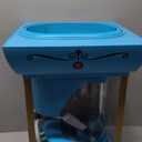 Nostalgia Snow Cone Shaved Ice Machine - Retro Cart Slushie Machine Makes 48 Icy Treats - Includes Metal Scoop, Storage Compartment, Wheels for Easy Mobility - White, Blue
