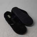 Dearfoams Women's Fuzzy Memory Foam Cable Knit Claire Clog House Slipper with Wide Widths (11-12, Black)