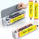 Sherr 2 Pcs Pencil Dispensers for Classroom Back to School Teacher Gifts Sharp and Dull Pencil Holder Bucket with 2 Stickers for Bulk Storage Classroom Organization Teacher School Essentials, 10.63 x 3.15 x 2.36 inches