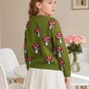 Cubear Girls' Knit Pattern Pullover Sweaters Crewneck Long Sleeve Fall Casual Tops, Size 5-14 Years (Green)