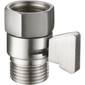 Angle Simple Water Flow Control Valve, Brass Shut Off Valve for Dual Shower Faucet, RV Shower Head with Hose Flow Restrictor, Brushed Nickel
