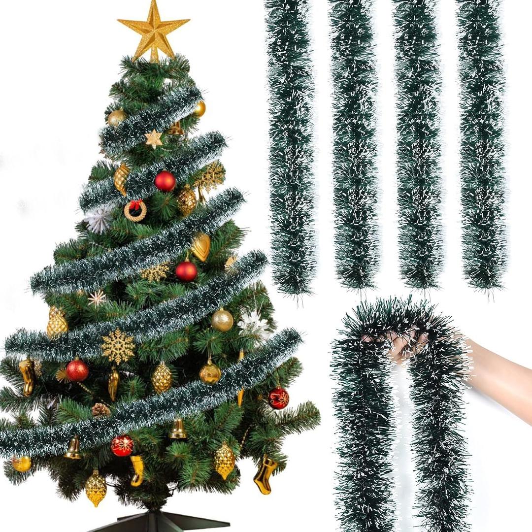 Timoo 80ft Christmas Tinsel Garland For Christmas Tree