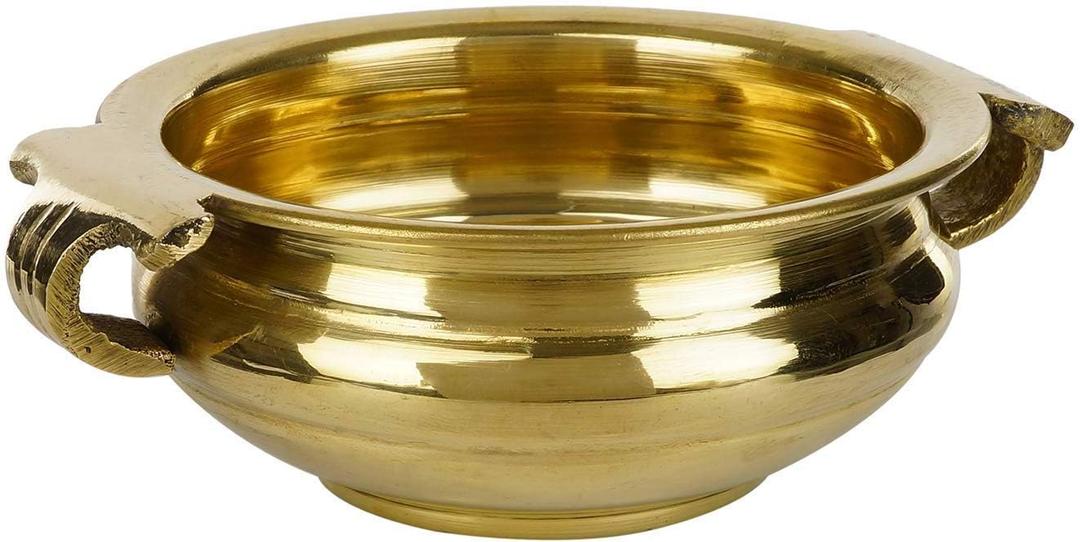 PARIJAT HANDICRAFT Ethnic Design Decorative Brass Urli Traditional Bowl Showpiece 4 Inch Width, Golden