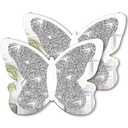 Vesici 2 Pieces Butterfly Shaped Mirror Crystal Crushed Diamond Silver Mirror Silver Wall Decor for Living Room Modern Decorative Artwork for Nursery Wedding Decor(11.8 x 8.8 Inch)