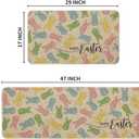Artoid Mode Colorful Bunny Happy Easter Kitchen Mats Set of 2, Home Seasonal Spring Easter Holiday Holiday Party Floor Mat - 17x29 and 17x47 Inch (Beige)
