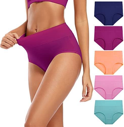 Molasus Women's Cotton Underwear High Waisted Full Coverage Ladies Panties (Regular & Plus Size) M