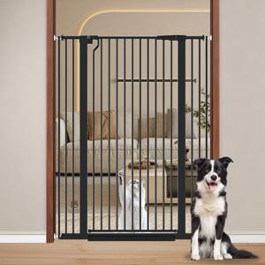 Fairy Baby 51.18" Extra Tall Cat Gate for Doorway, 29.5"-40.5" Extra Wide Pet Gate Dog Barrier Indoor for Cats Dogs, Kid Puppy Dog Gate No Jumping Over & No Climb, Metal Child Safety Proof Gate, Black