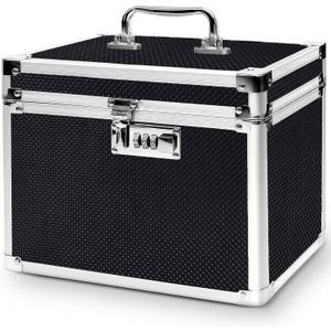 Medication Combination Lock Boxes with Code for Personal Items, Medicine Lockbox for Documents 10 x 7.25 x 7.75 Inches Black