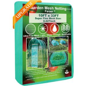 Garden Barrier Netting, Plant Covers 10x33ft Extra Fine Mesh 30% Green Sunblock Shade Cloth Mesh Protection Netting for Vegetable Fruits Flowers Crops Row Cover Raised Bed Screen Against Birds Animal