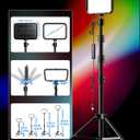 UBeesize 2-Pack RGB Photography Lighting, Studio Lights with Adjustable Tripod Stand and Ball Head, Video Light for Video Recording, Live Streaming, Makeup