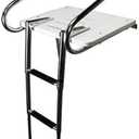 Boat Ladder ABS Swim Platform Stainless Boat Ladder with telescoping 2 Handrails for Marine Boat Yacht, Rated to 400 Pounds