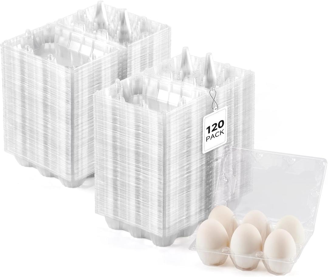 120Pack Jumbo Egg Cartons Duck Egg Cartons Extra Large Egg Containers XL Egg Tray Holders for Home Ranch Chicken Farm, Commercial Business Market Display, 2x3 Grids