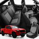 ARTIBY Seat Covers Full Set Custom Fit for Nissan Frontier 2005-2025, Standard Waterproof Car Seat Cover, Breathable and Comfortable Leather Cushion Cover, Auto Interior Accessories (Black Gray)
