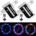 Solhice 2 Tire Rechargeable LED Bike Wheel Lights, Waterproof Bicycle Spoke Lights, 30 Patterns Cycling Tire Lights for Kids Adults Night Riding