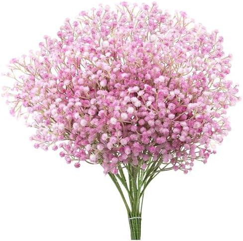 Babys Breath Aitificial Flowers 10 pcs 40 Branches Pink Fake Baby Breath Flowers Artificial Bulk Gypsophila Bouquets Real Touch Faux Flowers for Wedding Floral Arrangement Party Home decoration