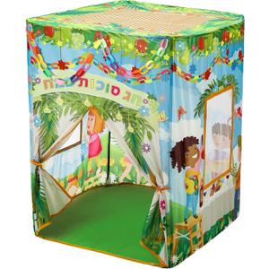Children's Pop up Sukkah, Kids Play Sukkot Tent with 180 Paper Chain Strips, Foldable Playhouse Tent for Indoor Outdoor Game Party Boys Girls Birthday Gifts, 38.5in X 38.5inX 48.2in