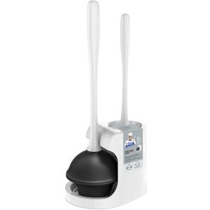 MR.SIGA Toilet Plunger and Bowl Brush Combo for Bathroom Cleaning, White, 1 Set