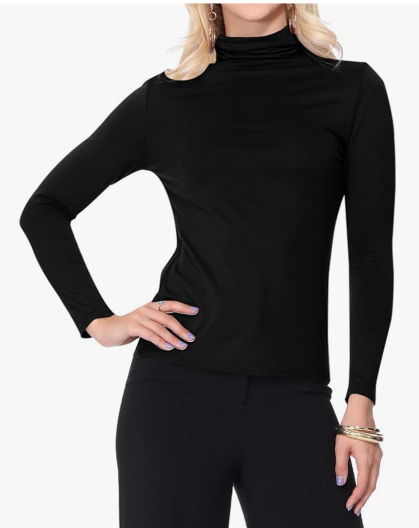 Women's Lightweight Soft Long Sleeve Solid Mock Neck Sweater Turtleneck, size L