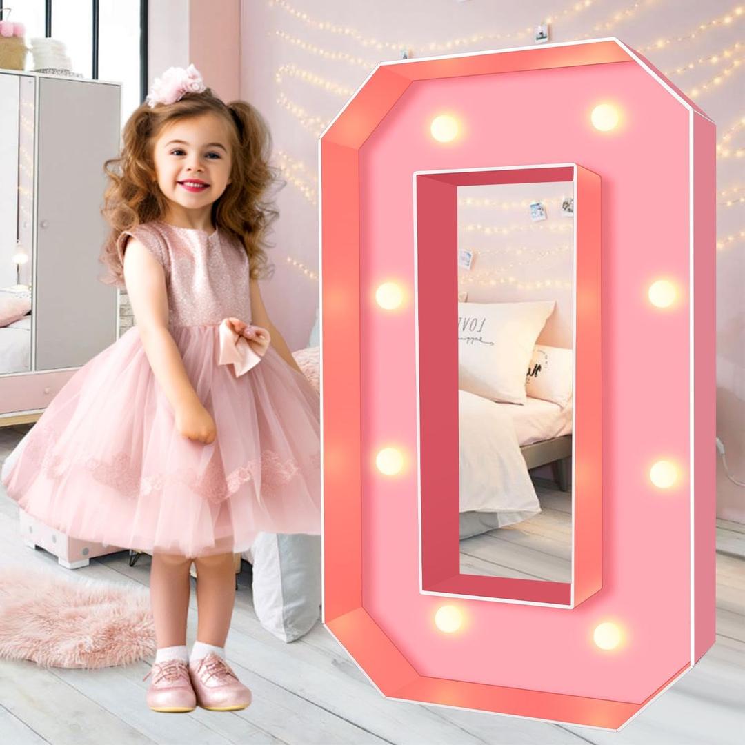 Ledido 3FT Marquee Light Up Numbers for 10th Birthday Decorations,Pink Light Up Numbers for Party Decorations, Large Marquee Number for Balloons, Number 0
